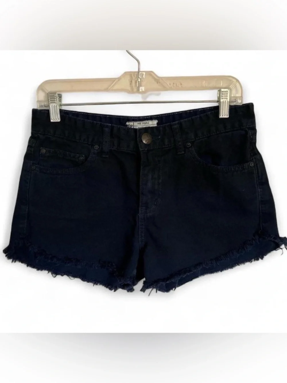 Free People Blue-Black Mid-rise Cut off Denim Jean Shorts size 27